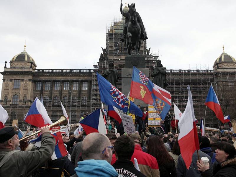 Sobotní demonstrace proti islamizaci. Václavské náměstí