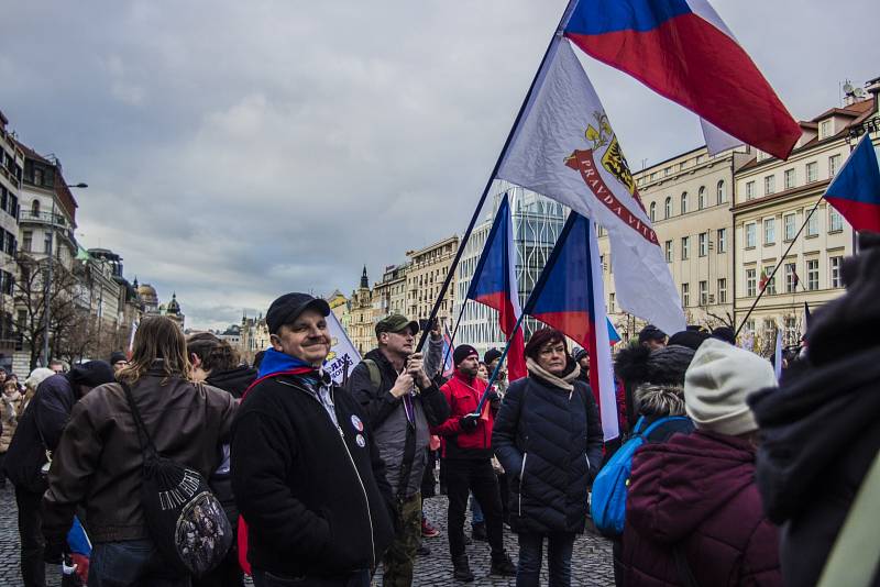 Demonstrace proti povinné vakcinaci, Praha 9. ledna 2022.