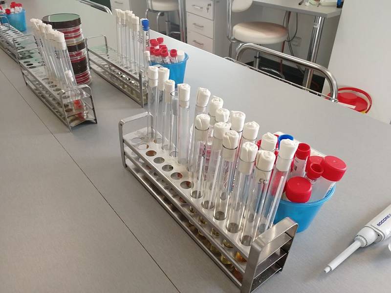 Laboratoř testující nový typ koronaviru v Nemocnici Na Bulovce.