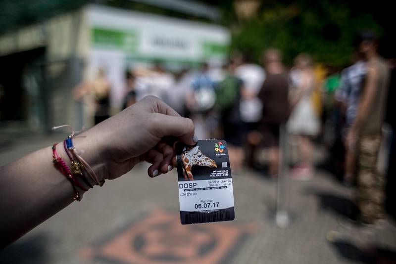 Tisíce lidí navštívili 6. července pražskou zoo. fronta, pokladna, vstupenka, lístek