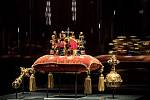 The coronation jewels were exhibited on January 15 in the Vladislav Hall at Prague Castle.