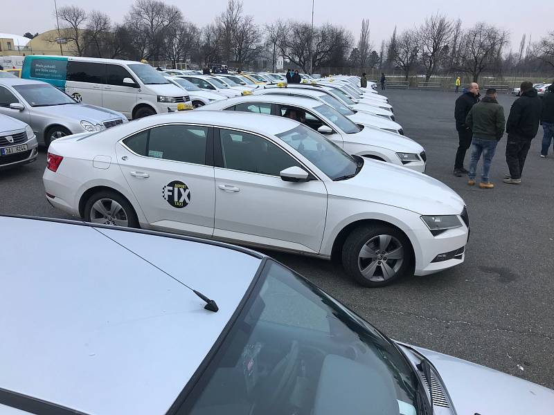 Protest taxikářů v Praze 8. února