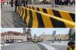 Praha nechala vyměnit černo-žluté citybloky za žulové kvádry na Staroměstském náměstí, kde jsou tyto protiteroristické zábrany od roku 2017..