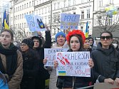 Z demonstrace Stojíme za Ukrajinou v neděli 27. února 2022 na Václavském náměstí v Praze.