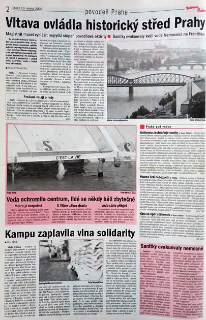 Večerník Prague, August 13, 2002.