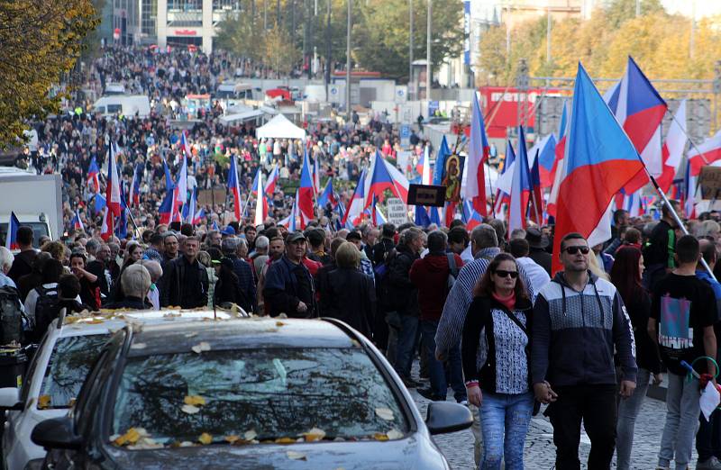 Demonstrace na Václavském náměstí 28. října 2022