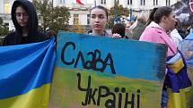 Na Václavském náměstí se uskutečnilo 11. října 2022 protestní setkání proti ruské agresi na Ukrajině.