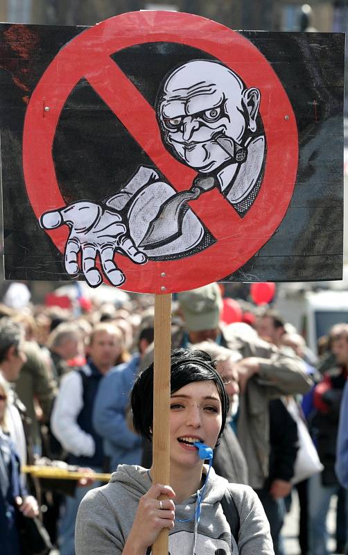 Demonstrace v Praze v sobotu 21.dubna na Václavském náměstí. 