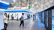 Praha představila nové návrhy stanic metra připravované linky D. Stanice Olbrachtova, umělecké ztvárnění Vladimír Kokolia.