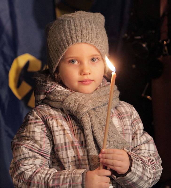 Demonstrace Ukrajinců kvůli součastné situaci na Ukrajině. Václavské náměstí 20.února.