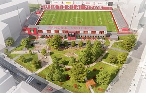 Náhled stadionu a jeho okolí, který má v plánu majitel fotbalového klubu Martin Louda v příštích letech vybudovat.