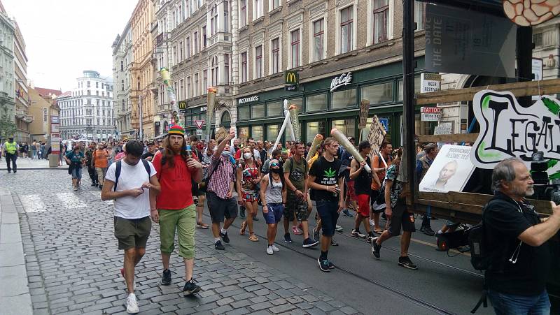 Million Marihuana March 2020. Vodičkova ulice.