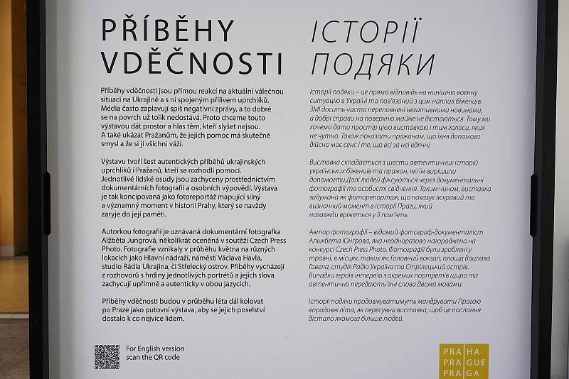 Tisková konference hlavního města k poděkování za pomoc při ukrajinské uprchlické krizi a k představení panelové výstavy Příběhy vděčnosti na Hlavním nádraží v Praze.