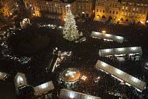 Rozsvícení vánočního stromu na Staroměstském náměstí. 