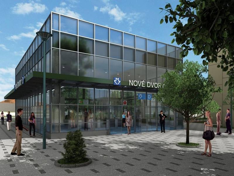 Návrh podoby exteriéru stanice metra trasy D - Nové Dvory.