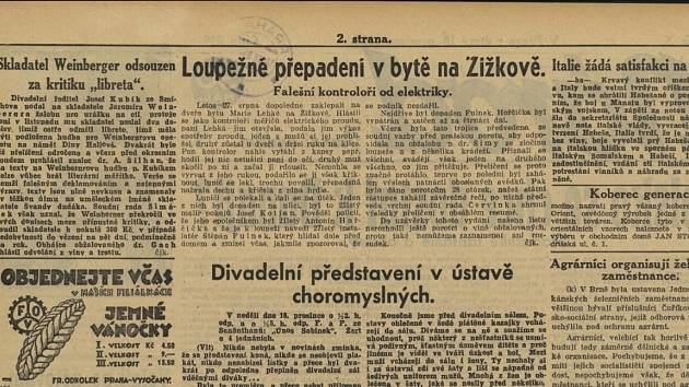 Takto informovaly o skandálu kolem libreta Národní listy z 18. prosince 1934.
