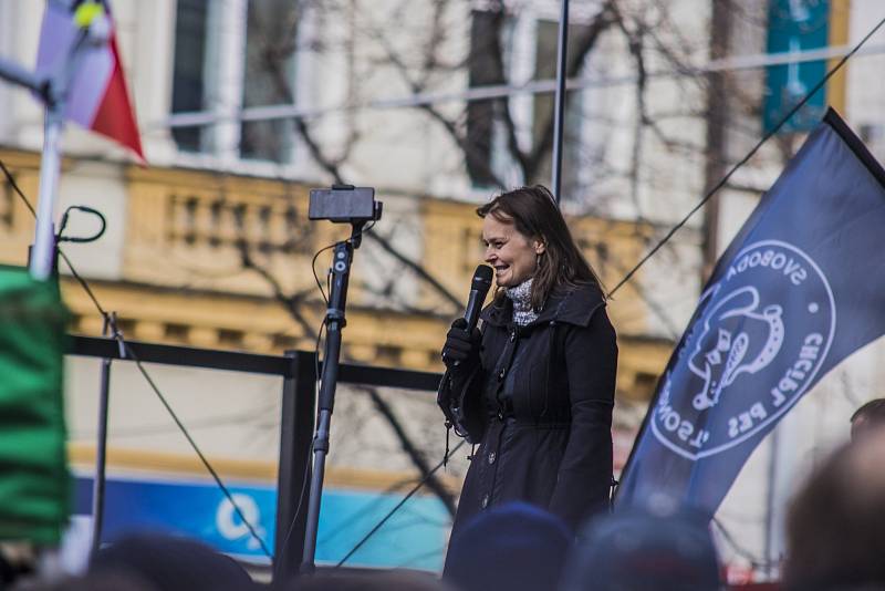 Demonstrace proti povinné vakcinaci, Praha 9. ledna 2022.