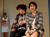 Hana Vagnerová, Jan Cina a Simona Babčáková v divadelní hře s názvem Podivný případ se psem.
