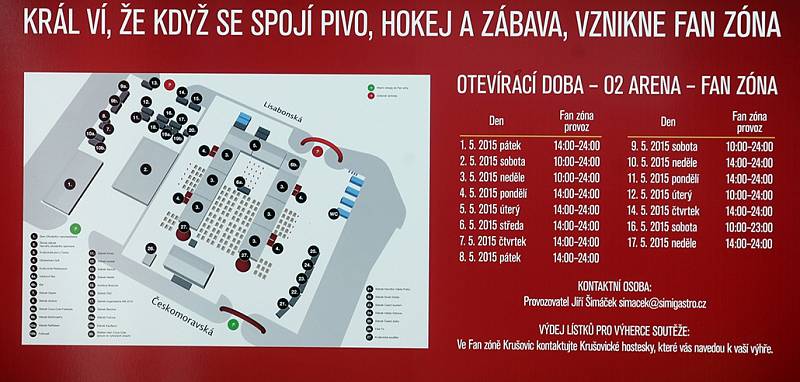 Příprava Fan zóny u O2 Arény v Praze k Mistrovství světa v ledním hokeji 2015,které se bude konat od 1. do 17.května 2015.