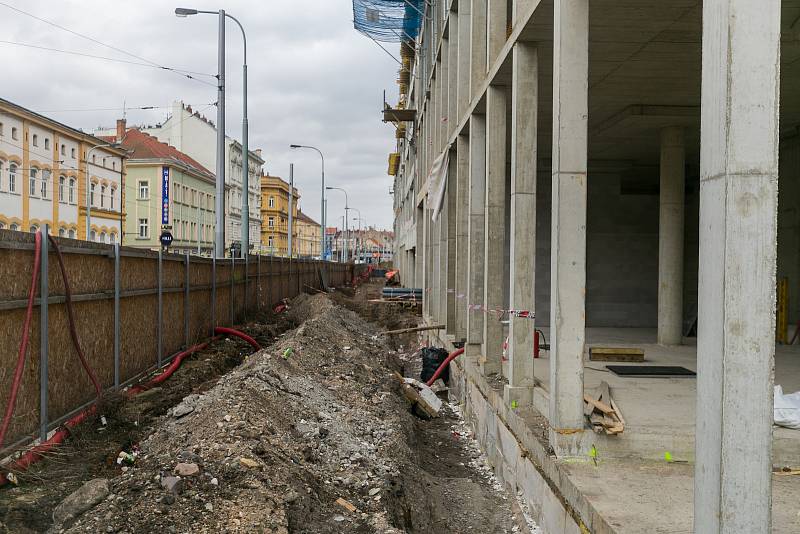 Výstavba bytů Na Knížecí na pražském Smíchově.