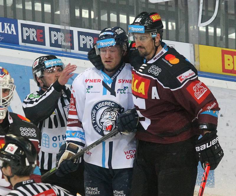 Druhý zápas semifinále play off Tipsport extraligy: HC Sparta - Bílí tygři Liberec 1:3