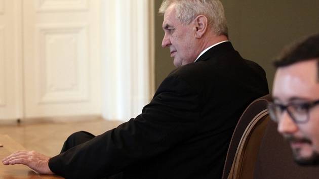 Prezident České republiky Miloš Zeman a jeho mluvčí Jiří Ovčáček.