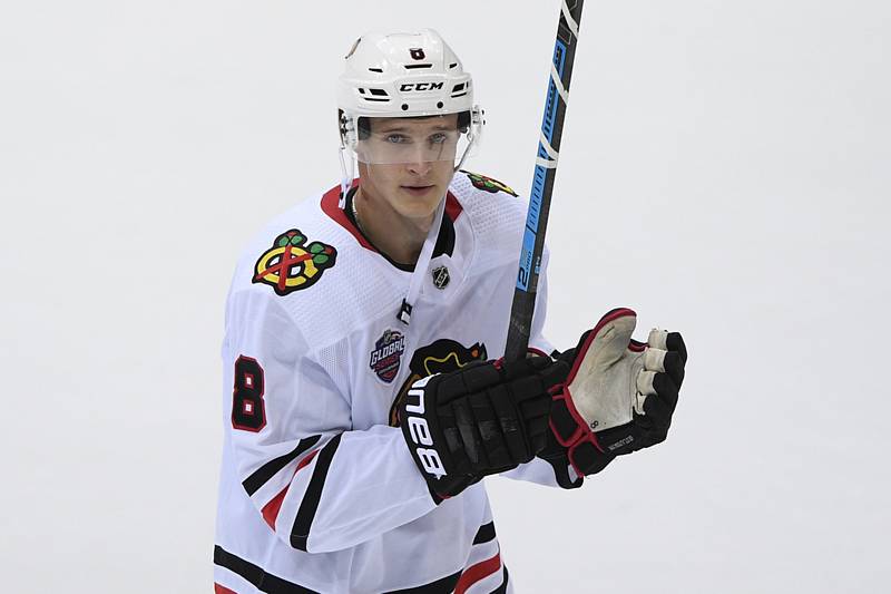 Dominik Kubalík  - Utkání NHL Global Series: Philadelphia - Chicago, 4. října 2019 v Praze.