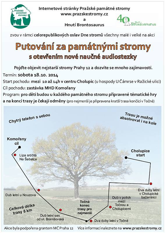 Pozvánka na otevření naučné audiostezky po památných stromech v Praze 12.