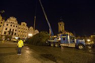 Od časných ranních hodin 24. listopadu 2020 stojí na pražském Staroměstském náměstí vánoční smrk.