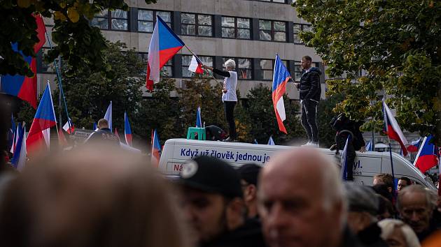 Demonstrace na Václavském náměstí, 28. září 2022.