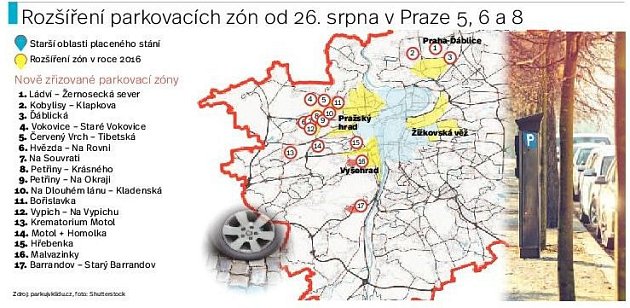 Rozšíření zón placeného stání. Infografika. 