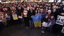 Demonstrace Ukrajinců kvůli součastné situaci na Ukrajině. Václavské náměstí 20.února.