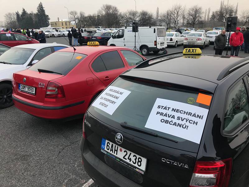 Protest taxikářů v Praze 8. února