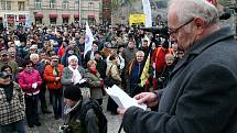 Protestní pochod odborářů proti korupci se konal v pátek v Praze. Vedl z Palackého náměstí na Malostranské náměstí.