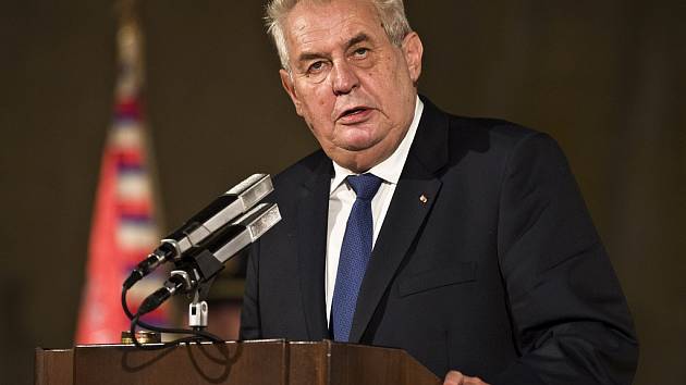 Prezident ČR Miloš Zeman při slavnotním předávání státních vyznamenání na Pražském hradě.