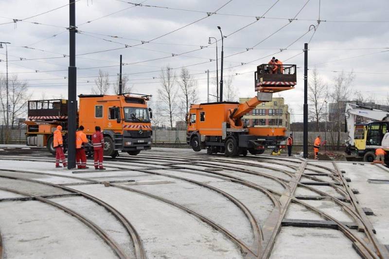 Nové velkokapacitní odstavné kolejiště tramvají v Hostivaři.