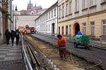 Exclusion of tram traffic - Újezd ​​- Malostranská in Prague.