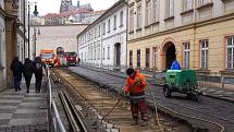 Výluka tramvajové dopravy - Újezd - Malostranská v Praze.