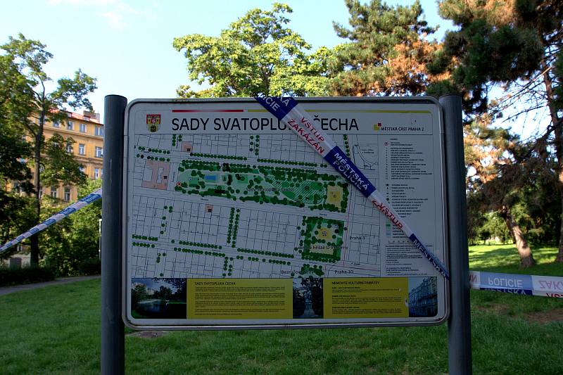 Druhý den byly kvůli nebezpečí pádu stromů uzavřeny Sady Svatopluka Čecha a také část Vinohradské ulice.