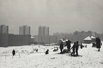 ZIMA 1965. Zimní pohled na sídliště Malešice z místa budoucího Malešického parku.