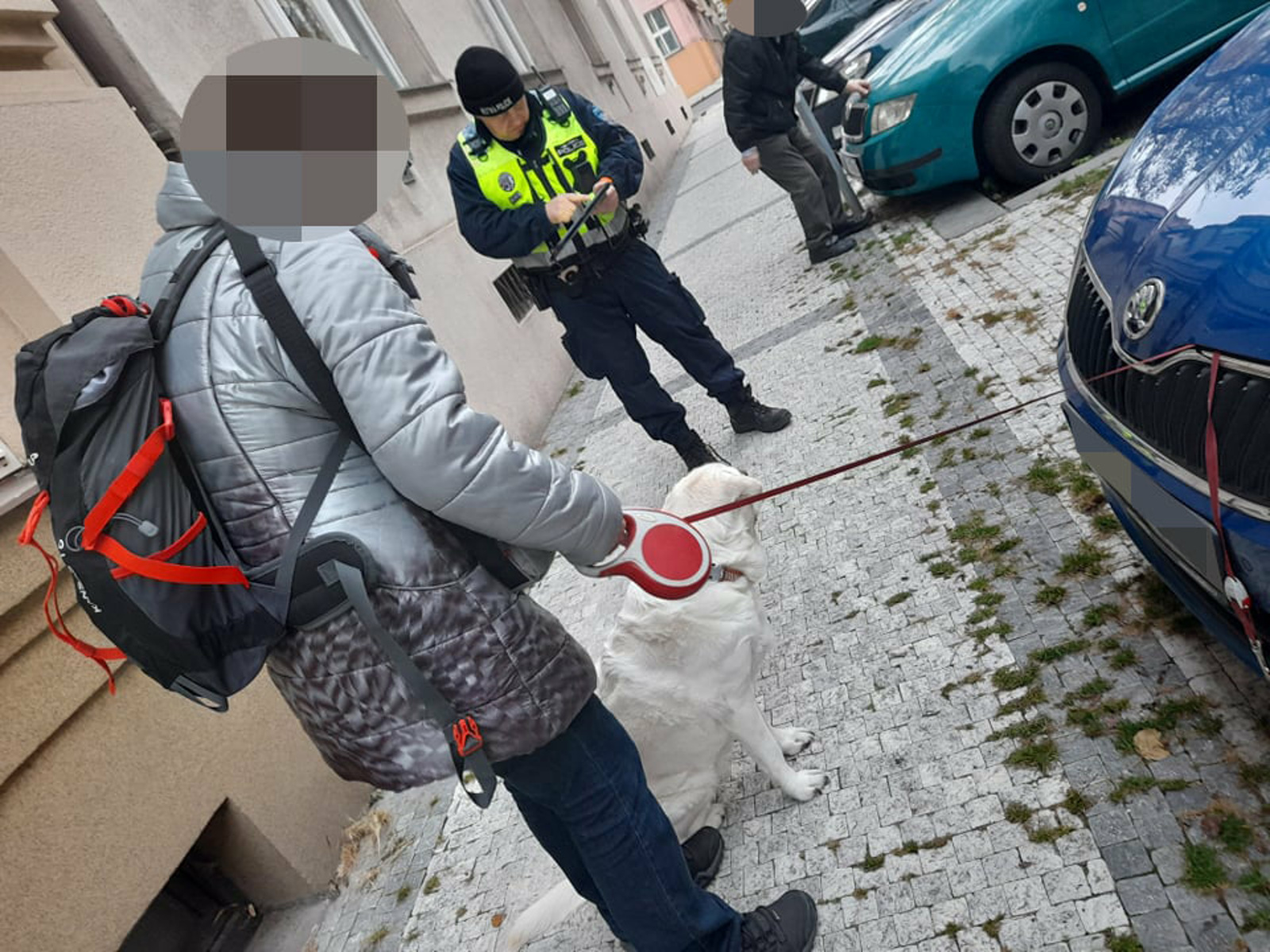 Ženě se zaseklo vodítko pro psa pod kapotou auta, pomohli jí zruční  strážníci - Pražský deník