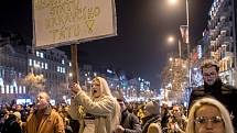 Na pražském Václavském náměstí 15. listopadu protestovali lidé proti premiérovi Andreji Babišovi.