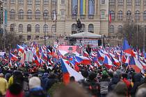 Demonstrace proti vládě na Václavském náměstí v sobotu 11. března 2023