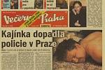 Zpráva z Večerníku Praha z prosince roku 2000 o zatčení Jiřího Kajínka v bytě Ludvíka Černého.