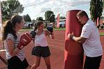 Trénink v olympijském parku vedli boxeři z oddílu Pražský Rohovník, trenér Michal Soukup, mládežníci Adam Marcin a Samuel Klabeneš.