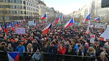 Z demonstrace proti povinnému očkování proti covidu-19 a proti údajnému porušování osobních svobod a české ústavy v Praze 12. prosince 2021.