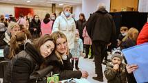 Uprchlíci z Ukrajiny v Kongresovém centru, Praha. Ilustrační foto.