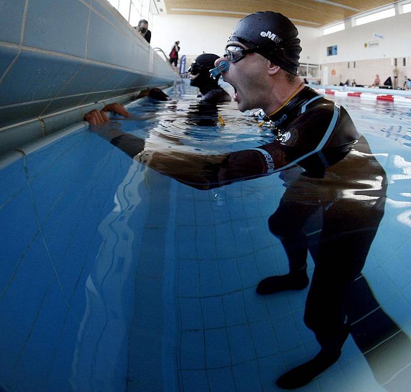 CO NEJDÉLE. Freediving ušel od dob Petra Čepka ve Vesničce mé střediskové hodně daleko. (Závody a seznámení veřejnosti s freedivingem  v bazénu na pražském Suchdole.)