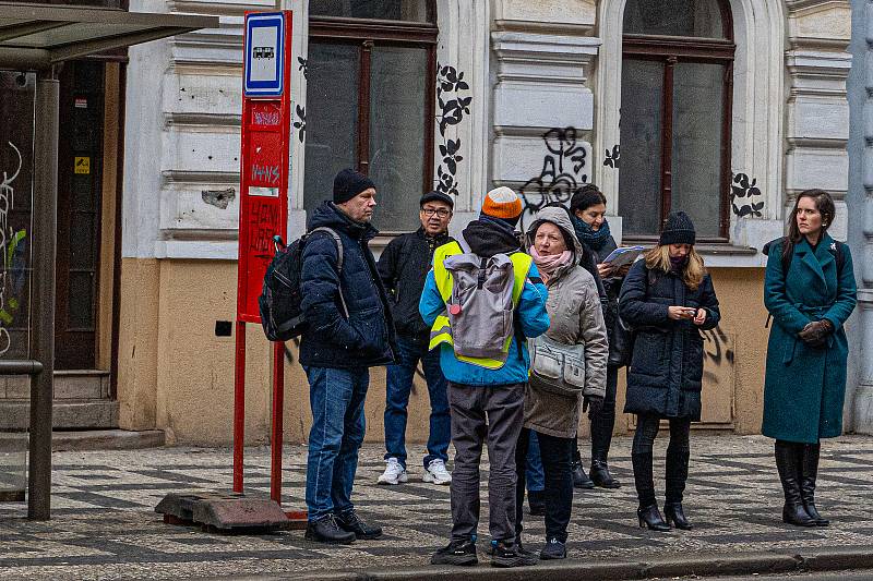 Výluka tramvajové dopravy - Újezd - Malostranská v Praze.