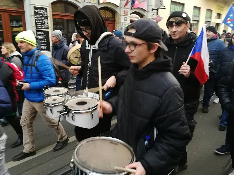 Z demonstrace v Praze 12. prosince 2021.
